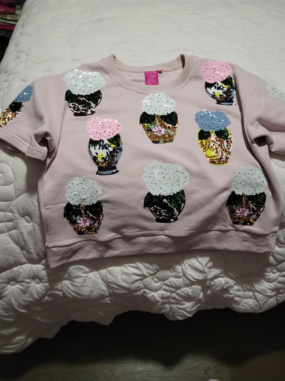 Queen Of Sparkles Custom Sequin Flower Vase Sweatshirt